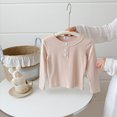 thumbnail image 6 of Child Girls Shirts Long Sleeve Henley T Shirts Button Up Slim Fit Tops Basic Tees Round Neck Ribbed Knit Shirts Girls Fall Winter Clothes Size 7-8T, 6 of 6