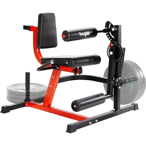 Yes4All Leg Extension and Curl Machine, Adjustable Leg Machine with Plate Loaded, Leg Extension and Curl Bench for Home Gym