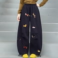 thumbnail image 2 of Wxirdiow Little Kids Sweat Pants Girls Wide Leg Sweatpants Straight Pants for Kids Girls Trousers with Pockets Navy Size,5-6 Years, 2 of 6