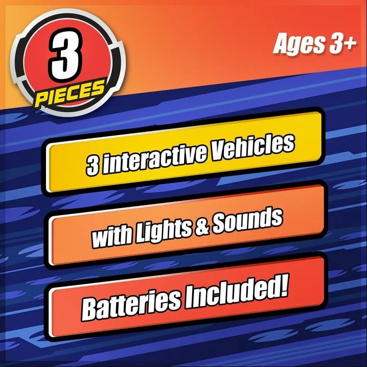 Adventure Force Light & Sound Mini City Service Vehicles, 3 pack, School Bus, Fire Truck and Recycling Truck