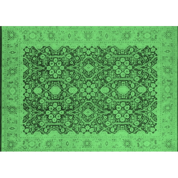 Ahgly Company Indoor Rectangle Oriental Emerald Green Traditional Area Rugs, 7' x 9'