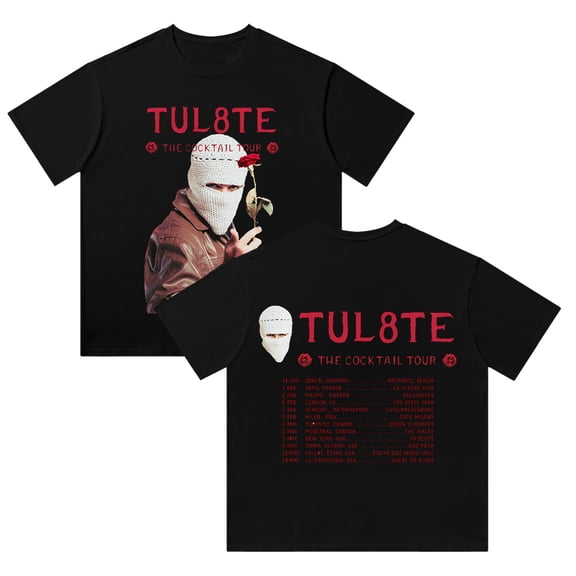 TUL8TE The Cocktail Tour 2025 Cotton T-shirt Casual Short Sleeve Hip Hop Tees Tops