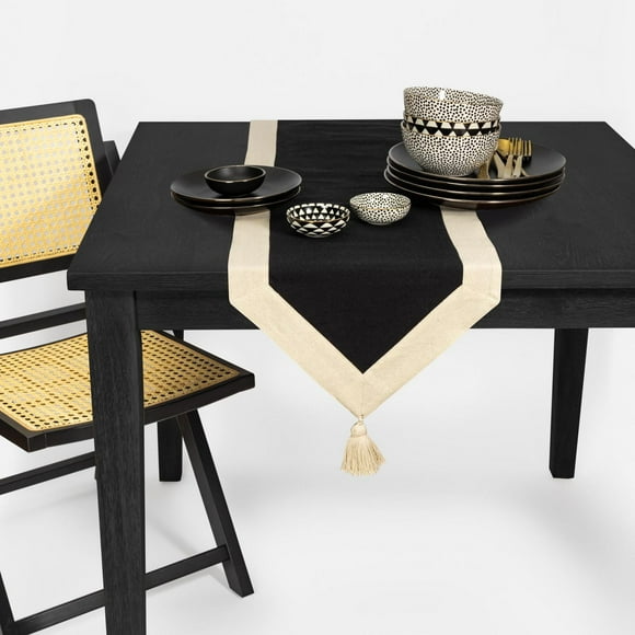 Thyme & Table Table Runner, Black & Gold, Textiles