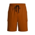 thumbnail image 4 of Mens Cotton Linen Shorts Casual Elastic Waist Drawstring Lightweight Summer Beach Cargo Shorts Brown S, 4 of 4