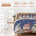 thumbnail image 6 of Merry Christmas Bedding Duvet Cover Set Queen Size 4 Pieces Snowman Winter Snowflake Blue Bedding Set with Zipper Closure, 1 Comforter Cover 90x92 Inches 1 Flat Sheet & 2 Pillow Cases, 6 of 7