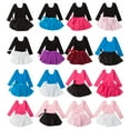 thumbnail image 7 of GYRATEDREAM Toddler Baby Girls Dance Clothes Kids Long Sleeve Romper + Tulle Tutu Dresses Party Birthday Wedding Guest Black + Rose Red for 2-12T, 7 of 7