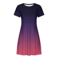 thumbnail image 4 of AHTJRT Ladies Gradient Color Short Sleeve Crew Neck Midi Dress with Pockets A Line Summer Tie Dye Comfy Vacation Knee Length Loose Fit Dresses Hot Pink#003 10(XL), 4 of 5