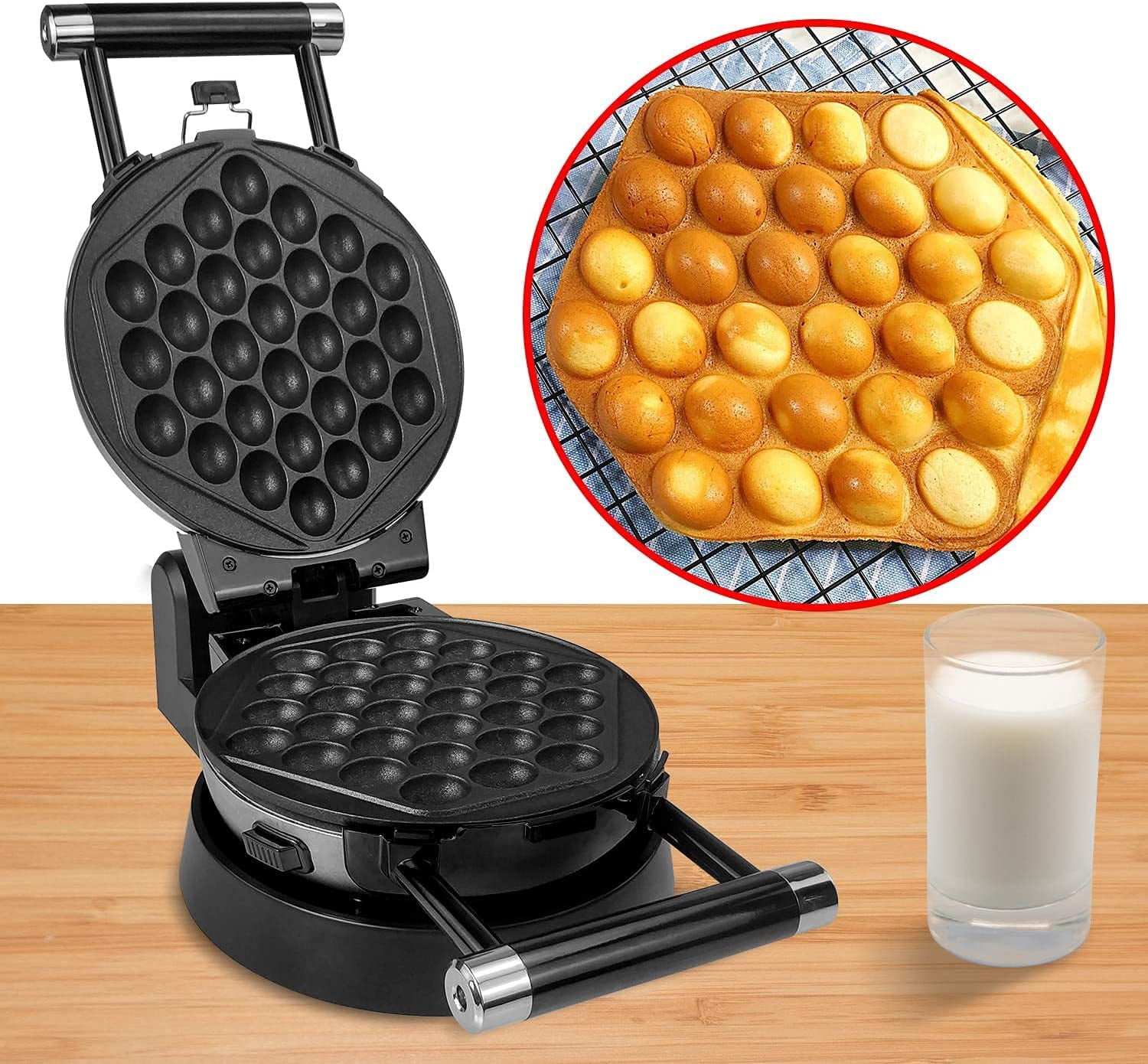 3-in-1 Waffle Maker with 360 Rotating Design and Nonstick Plates for Belgian Waffles, Omelets, and Donuts