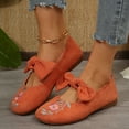 thumbnail image 2 of Mostsola Mary Jane Shoes Women Suede Embroidery Floral Dressy Bowknot Slip on Ballet Flats Shoes, 2 of 8