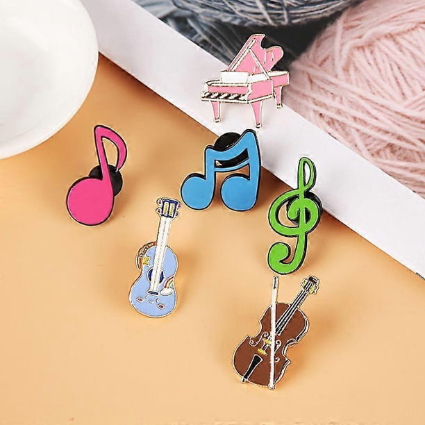 12pcs Music Pins: Cute Guitar Piano Musical Instruments Lapel Pin Cartoon Music Notes Badge Enamel Brooch For Backpack Clothes Hat Bag Decoration