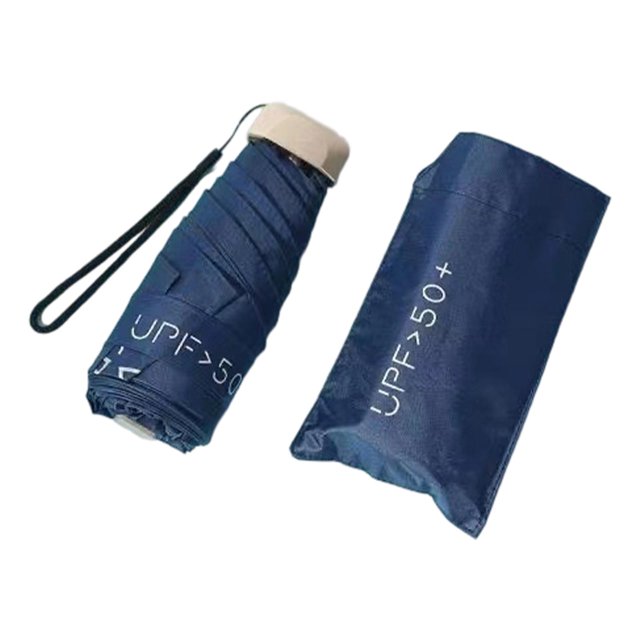 Paraguas de viaje resistente, 2 en 1, resistente al agua, plegable y portátil. Azul oscuro