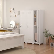 Marcree 65 H Mop Closet Cabinet,Slim Pantry Cabinet with Single Door,Utility Storage Cabinet,Bathroom Cabinet with 3 Adjustable Shelves,White