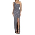 thumbnail image 1 of Vestidos de invitada de boda Prolriy para mujer, vestido largo plisado con lentejuelas y un hombro al descubierto, con lazo en la cintura, 2024, gris, L, 1 of 6