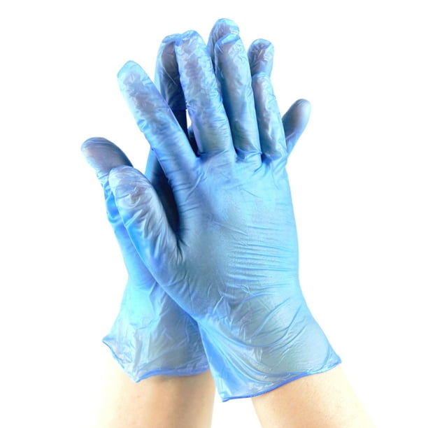 100 Small Blue Vinyl Disposable Gloves Non Latex Rubber, Lightly