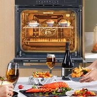 24" Electric Single Wall Oven, 2.5Cu.ft with 8 Baking Modes, 70L Electric Convection Oven, with Air Frying Function, 3000w, 3D Surround Heating with Double-Layered Glass Door, Timer, Touch Control