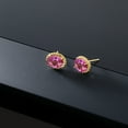 thumbnail image 4 of Gem Stone King 2.60 Ct Oval 8x6mm Pink Mystic Topaz 14K Yellow Gold Stud Earrings for Women Men, 4 of 5