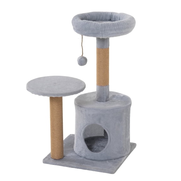 Small Cat Tree Tower for Large Adult Cats with Wide Top Perch