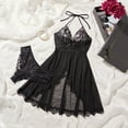 thumbnail image 2 of JSGEK Women's Lace Lingerie Nightgown Sexy Sheer Chemise with Side Slit for Romantic Evenings Black M, 2 of 8