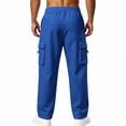 thumbnail image 6 of ThriftyPlait Mens Wide Leg Cargo Jogger Sweatpants Casual Elastic Drawstring Waist Multi Pocket Pants Straight Fit Daily Walking Outdoor Pants, 6 of 9