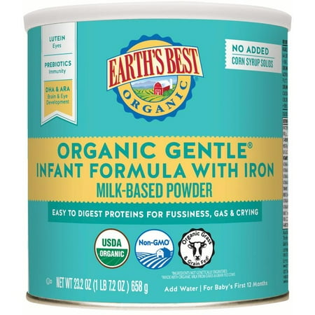 Earth's Best Organic Gentle Infant Powder Formula with Iron, Easy To Digest Proteins, 23.2 (Best Formula For 2 Month Old)