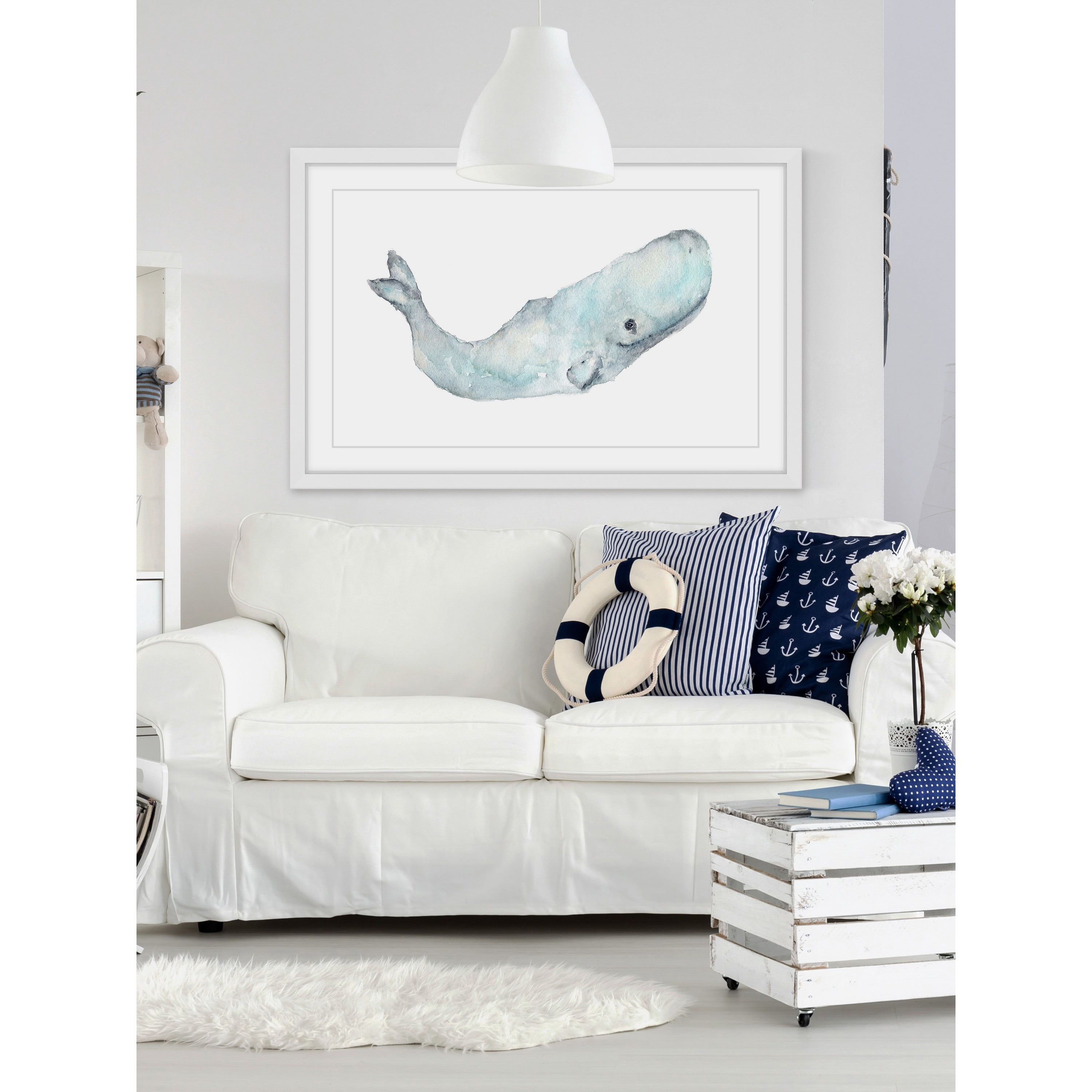 Marmont Hill "Sperm Whale" by Thimble Sparrow Framed Painting Print