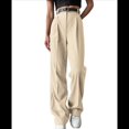 thumbnail image 3 of Pantalones de Traje de Pierna para Mujer, Pantalones Largos Informales de Negocios con Cintura Holgada y Corte Holgado Albaricoque L, 3 of 7