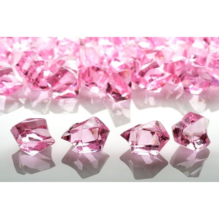Wedding Table Confetti - Pink Colored Gemstones Acrylic Crystal Wedding Table Confetti (3/4 lb Bag)