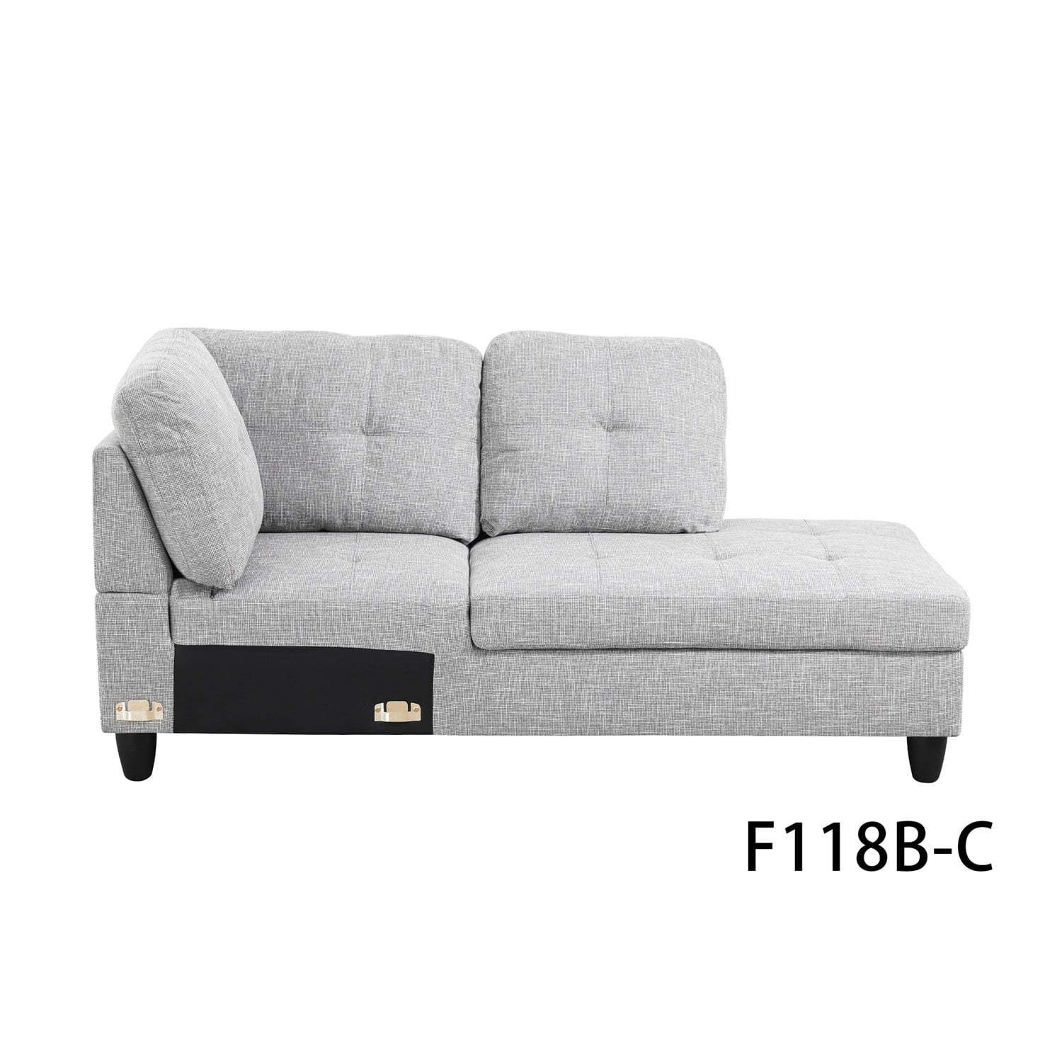 Hommoo Linen Sectional Sofa, 4 Seat Living Room Furniture Sets, Modern L-Shaped Couches and Sofas Set for Home, Light Grey(No Ottomans)