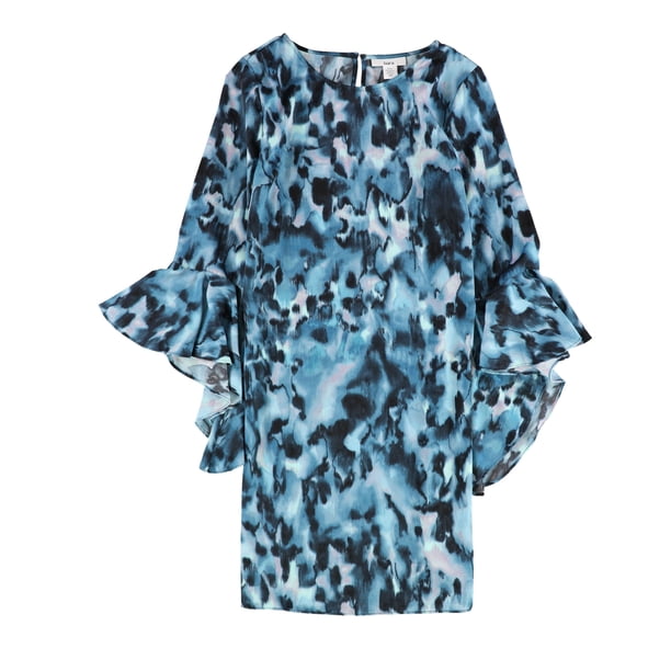 bar III Vestido con volantes y abertura para mujer, azul, extra pequeño
