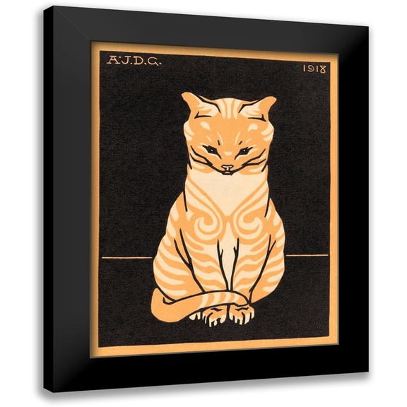De Graag, Julie 12x14 Black Modern Framed Museum Art Print Titled - Sitting Cat