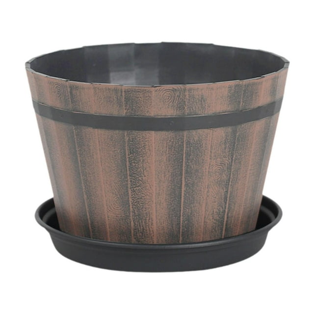 S SERENABLE Bucket Barrel Garden Planter Rustic Flower Planter Pot for Home Indoor Plant 8inch
