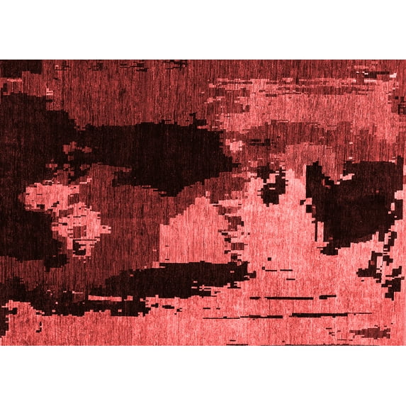 Ahgly Company Machine Washable Indoor Rectangle Abstract Red Modern Area Rugs, 7' x 10'