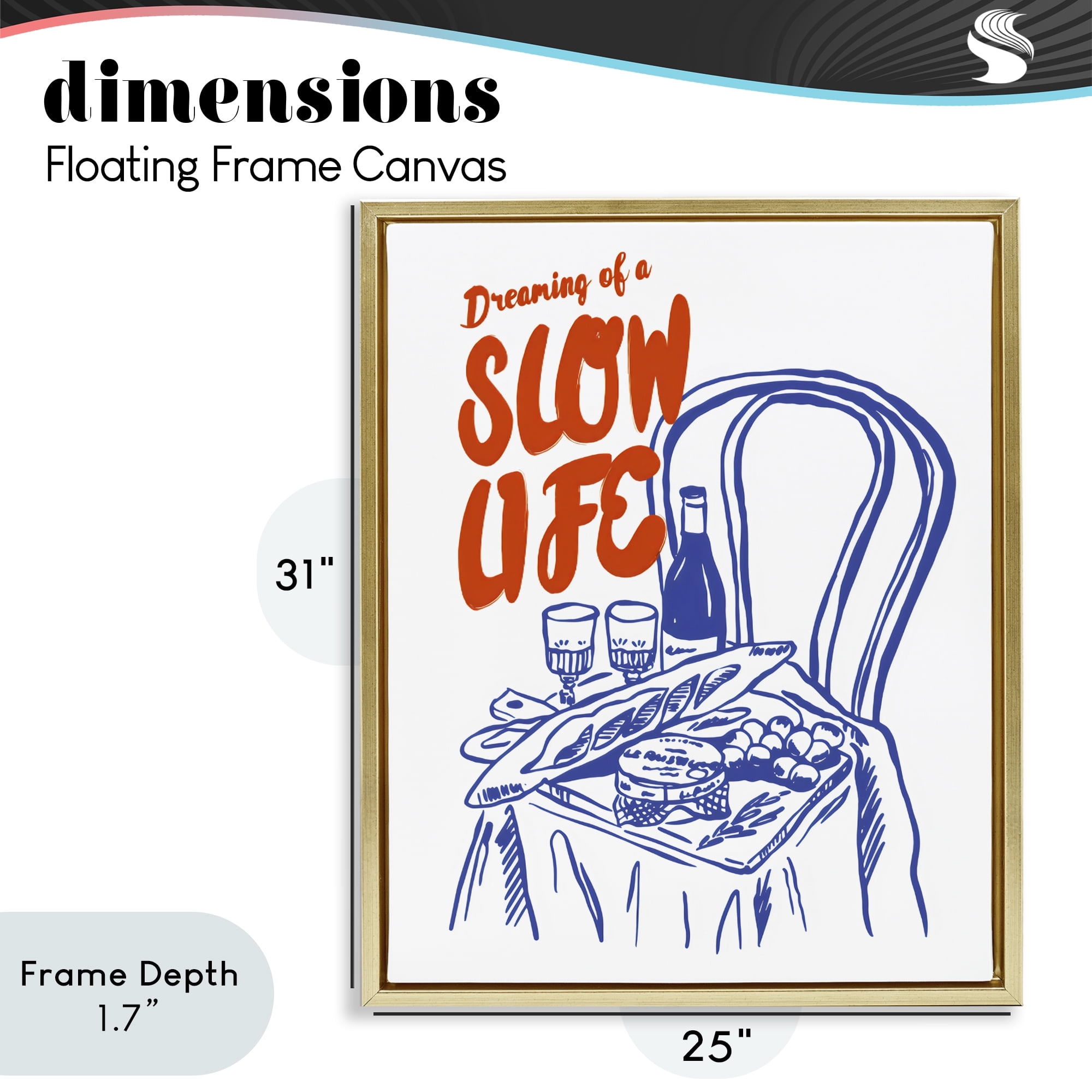 Stupell Industries Dreaming Of A Slow Life Gold Framed Floater Canvas Wall Art, design by The Prints Vibe