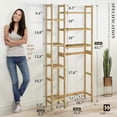 thumbnail image 2 of CAPHAUS Bamboo Over The Toilet Storage, Behind Toilet Bathroom Shelf Rack with Hooks & Adjustable Feet, 31-Inch Freestanding Toilet Shelf, Bathroom & Laundry Organizer, Balcony Plant Stand, Natural, 2 of 9