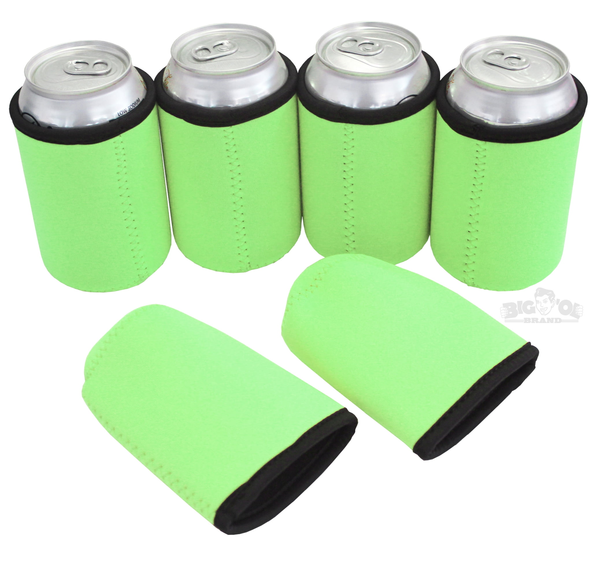 Thick Neoprene Can Cooler Beverage Insulator 6 Pack Neon Green