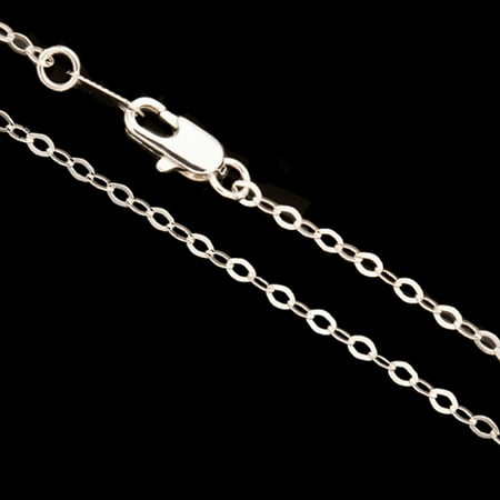 Silver Flat Oval Link Chain Necklace With Lobster Claw Clasp 18Inch Silver Plated Brass 2.5mm Chain Width Sold per pkg of 1pcs