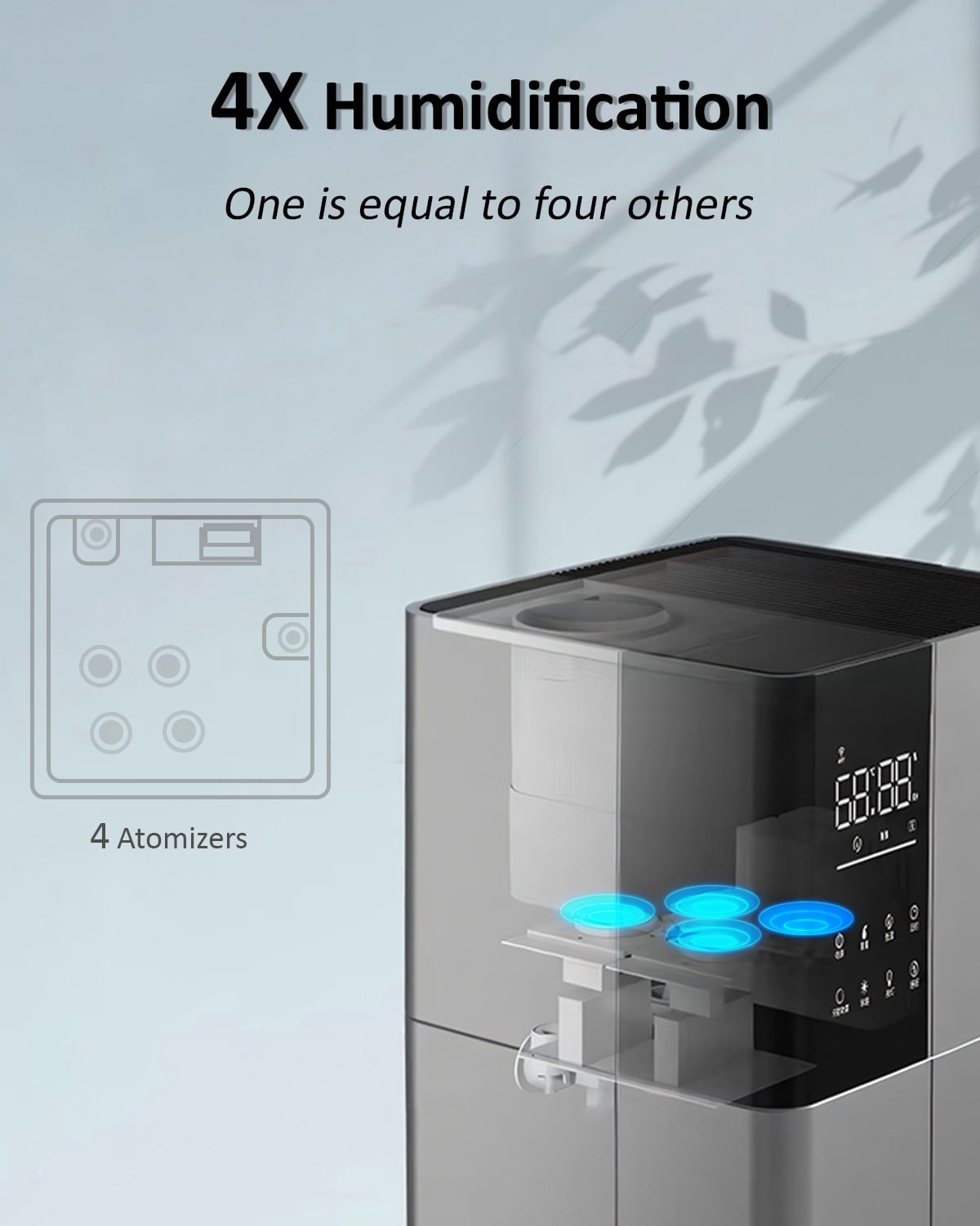 26L/6.8Gal Whole House Cool Mist Humidifier, Top Fill for 3000 sq.ft with 360° Nozzle & Extension Tube, Black