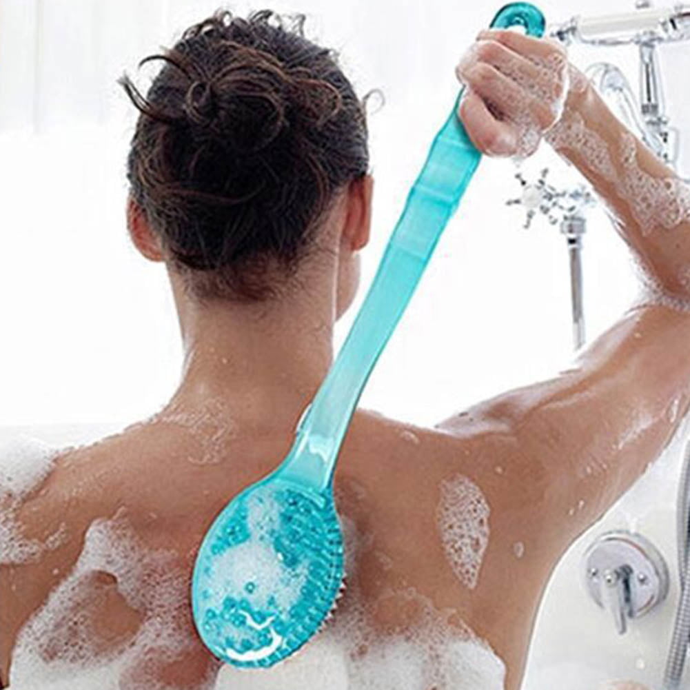 SKYCARPER Long Handle Bath Massage Cleaning Brush with Soap Dispenser, Body Brush Back Scrubber Storable Body Wash, Exfoliating Bath Brush, Cleaning Massage