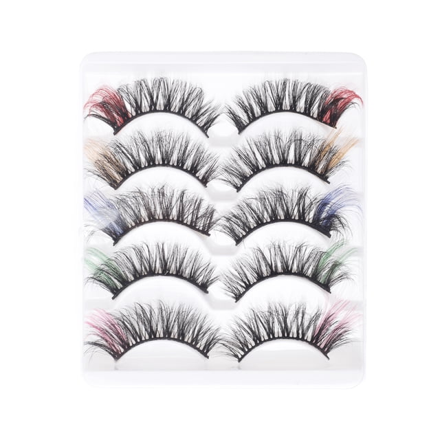 Unique Bargains 5 Pair 3D Mix Color False Eyelashes for Makeup Colorful