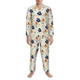 thumbnail image 3 of Picia Flower Leaves Pattern Men’s Long-Sleeve Sleepwear Set - Soft 2-Piece Loungewear with Pockets, Comfy PJs for Relaxing Nights-Large, 3 of 7