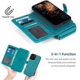 thumbnail image 6 of for iPhone 13 Pro Max Wallet Case, Multi-Function Detachable 3 in 1 Magnetic Phone Case Wallet, Flip Strap Zipper Card Holder Phone Case with Shoulder Straps for iPhone 13 Pro Max(Blue), 6 of 9