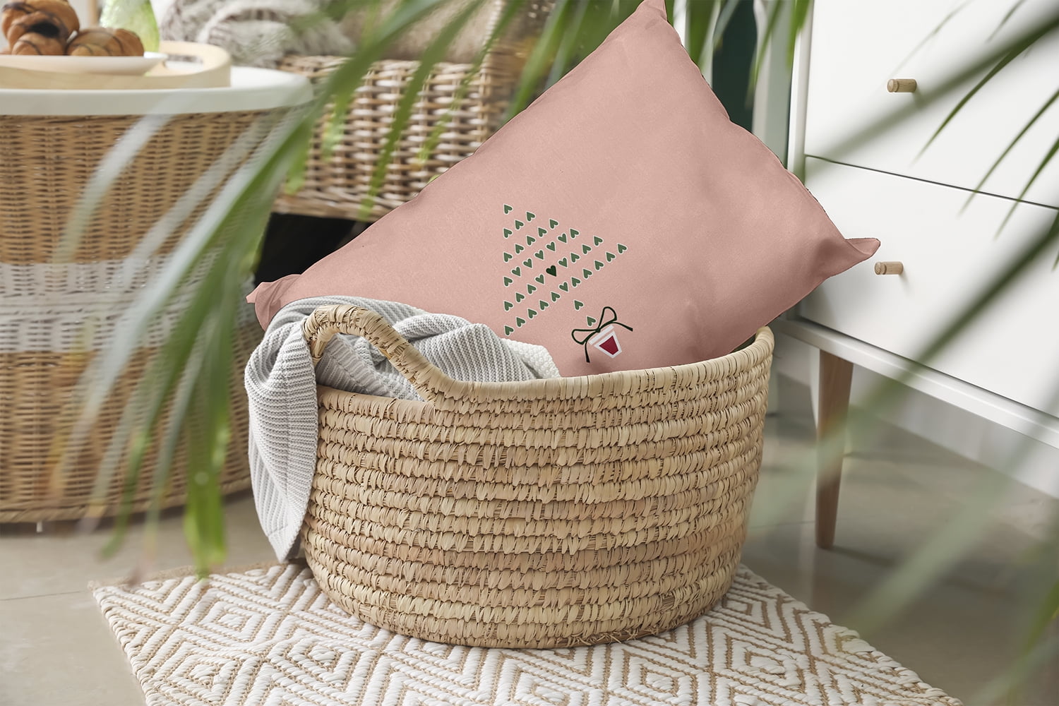 20" x 14" Simply Daisy Hearty Holidays Polyester Accent Pillow, Peach (1 Count)