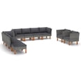 thumbnail image 1 of vidaXL 10 Piece Garden Lounge Set Poly Rattan and Eucalyptus Wood Grey, 1 of 5