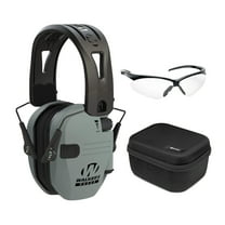 Walkers Razor Tacti-Grip with Rubber Headband (Battleship Gray) Bundle with Shooting Glasses and Hard Case (3 items)