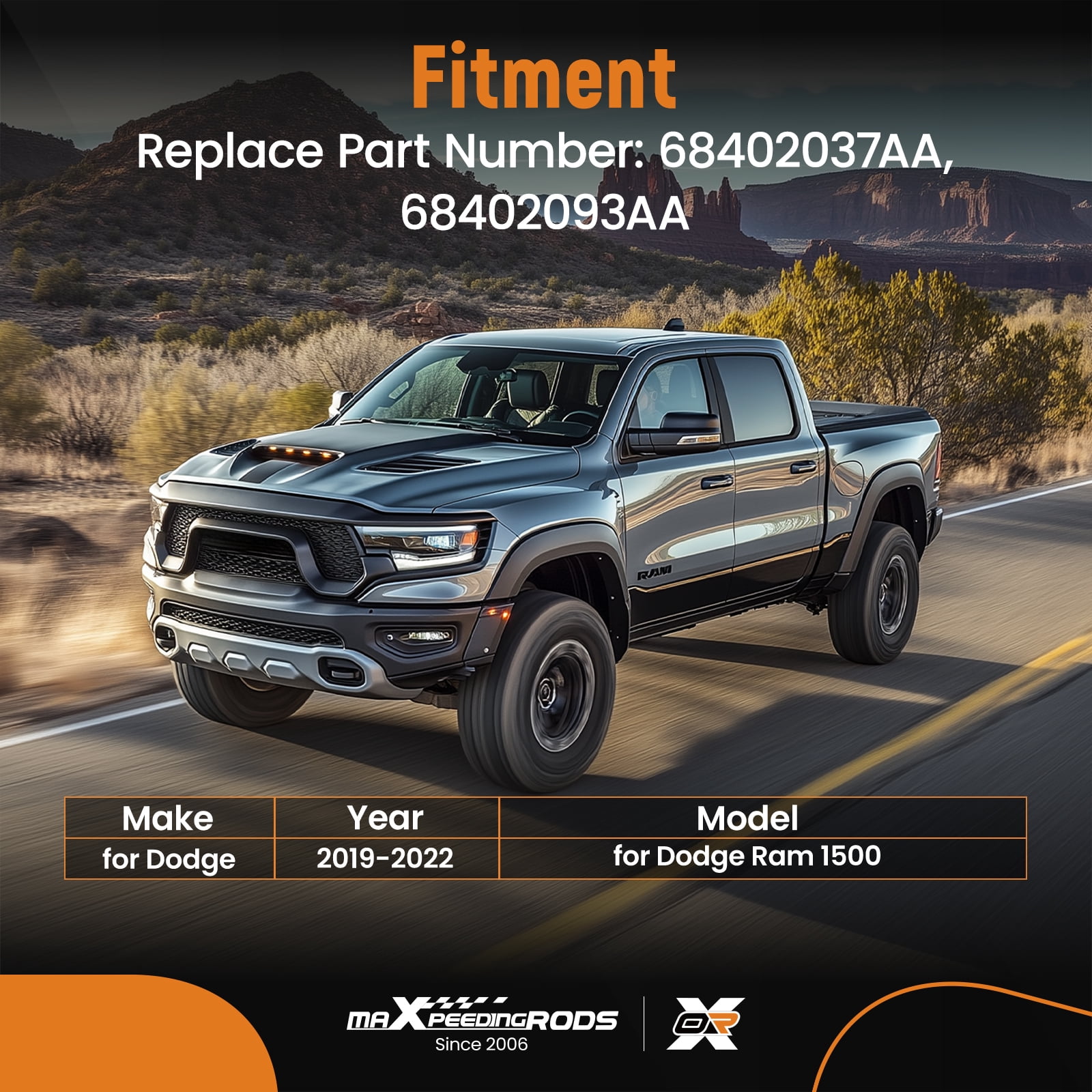 maXpeedingrods Driver Side Power Heated Convex Mirror Glass Replacement for Dodge Ram 1500 2019 2020 2021 Left Driver Side Rear View Mirror Glass with Rear Holder - 68402037AA