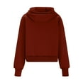 thumbnail image 5 of Womens Zip Up Hoodies, Long Sleeve Pullover for Women Fall Fashion Loose Fit Solid Color Cropped Half Zip Hooded Sweatshirts with Pockets, 5 of 6