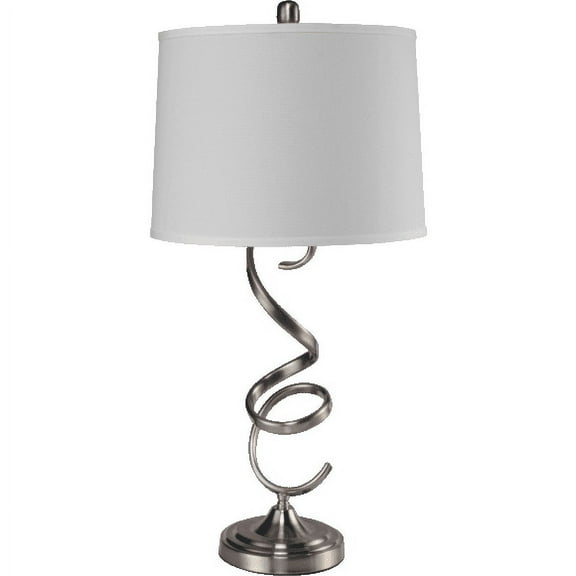NEW Elegant Satin Nickel Base with White Fabric Shade Finish 31" Table Lamp 31192T