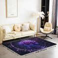 thumbnail image 2 of 3x5ft Purple Roses Area Rug, Galaxy Shiny Stars 3D Flowers Carpet, Romantic Florals Blossom Dreamy Washable Indoor Floor Mat, Black Petals Botanical Washable Decorative Rug, 2 of 6