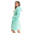 thumbnail image 2 of Just Love Women's Hooded Velour Robe with Sherpa Lined Hood and Pockets (Mint, X-Large), 2 of 4