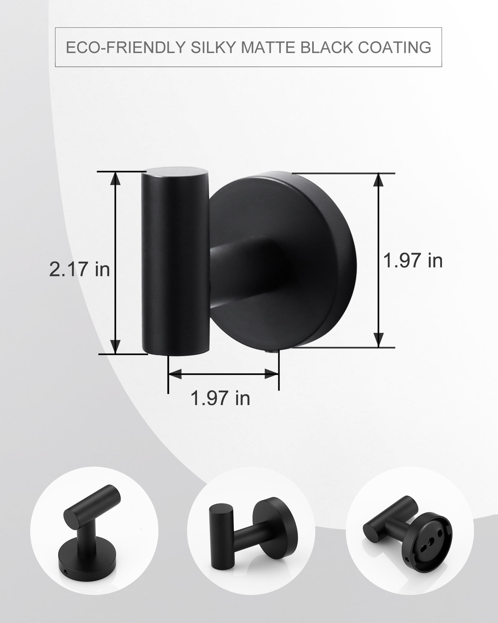 Wowow J-Hook Wall Mounted Bathroom Matte Black Robe/Towel Hook in Stainless Steel (4-Pack)